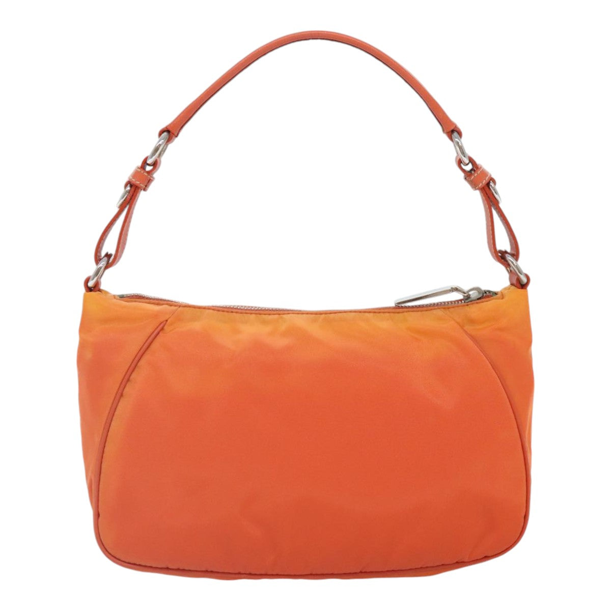 PRADA Shoulder Bag Nylon Orange Silver Auth 89359 - 0