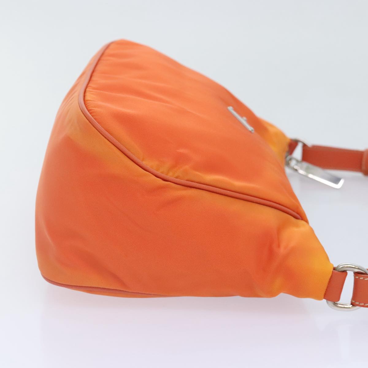 PRADA Shoulder Bag Nylon Orange Silver Auth 89359