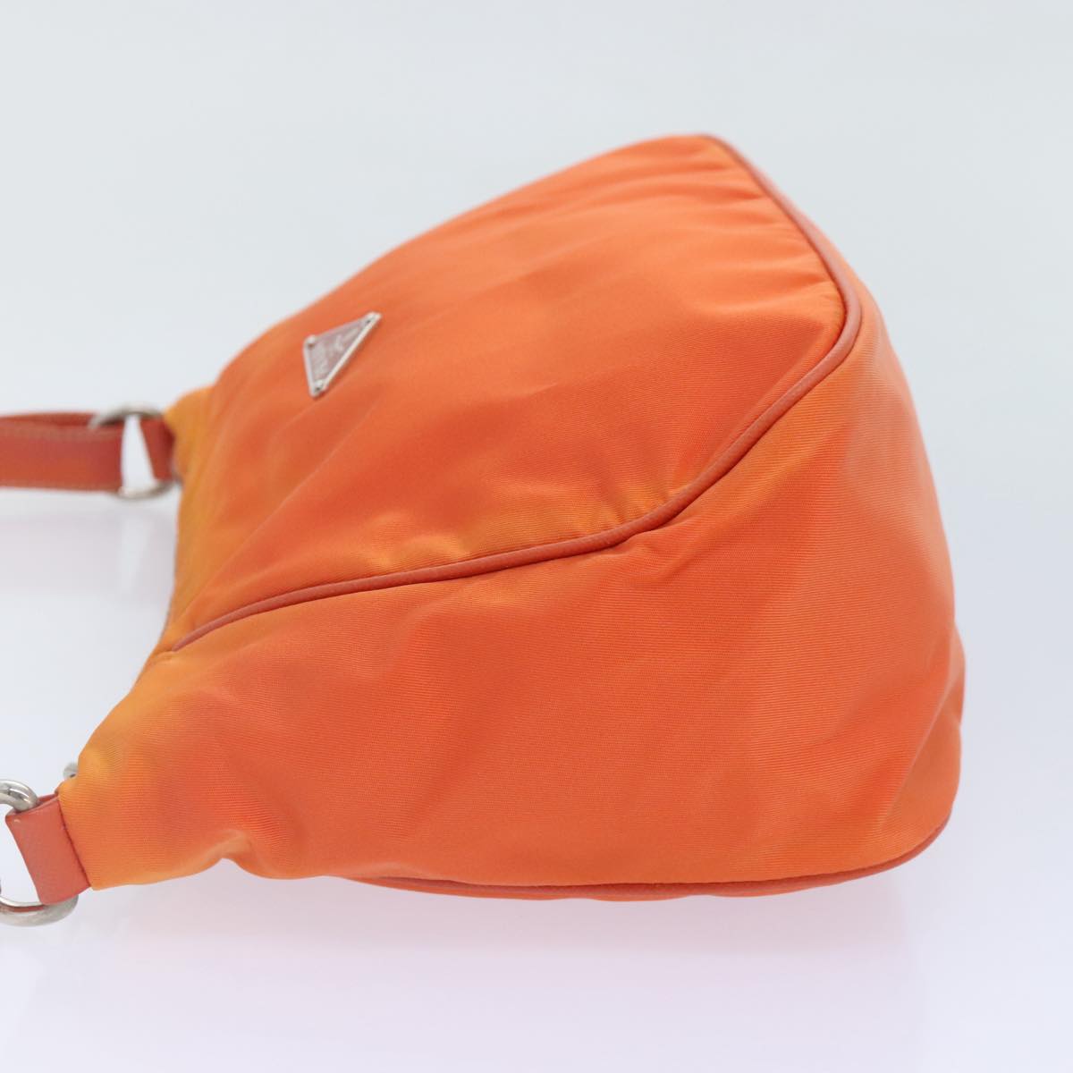 PRADA Shoulder Bag Nylon Orange Silver Auth 89359