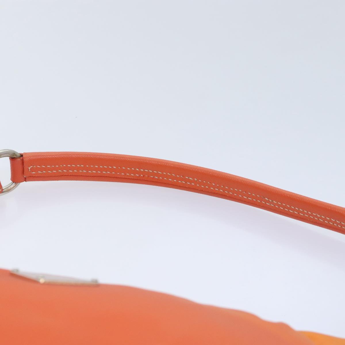 PRADA Shoulder Bag Nylon Orange Silver Auth 89359