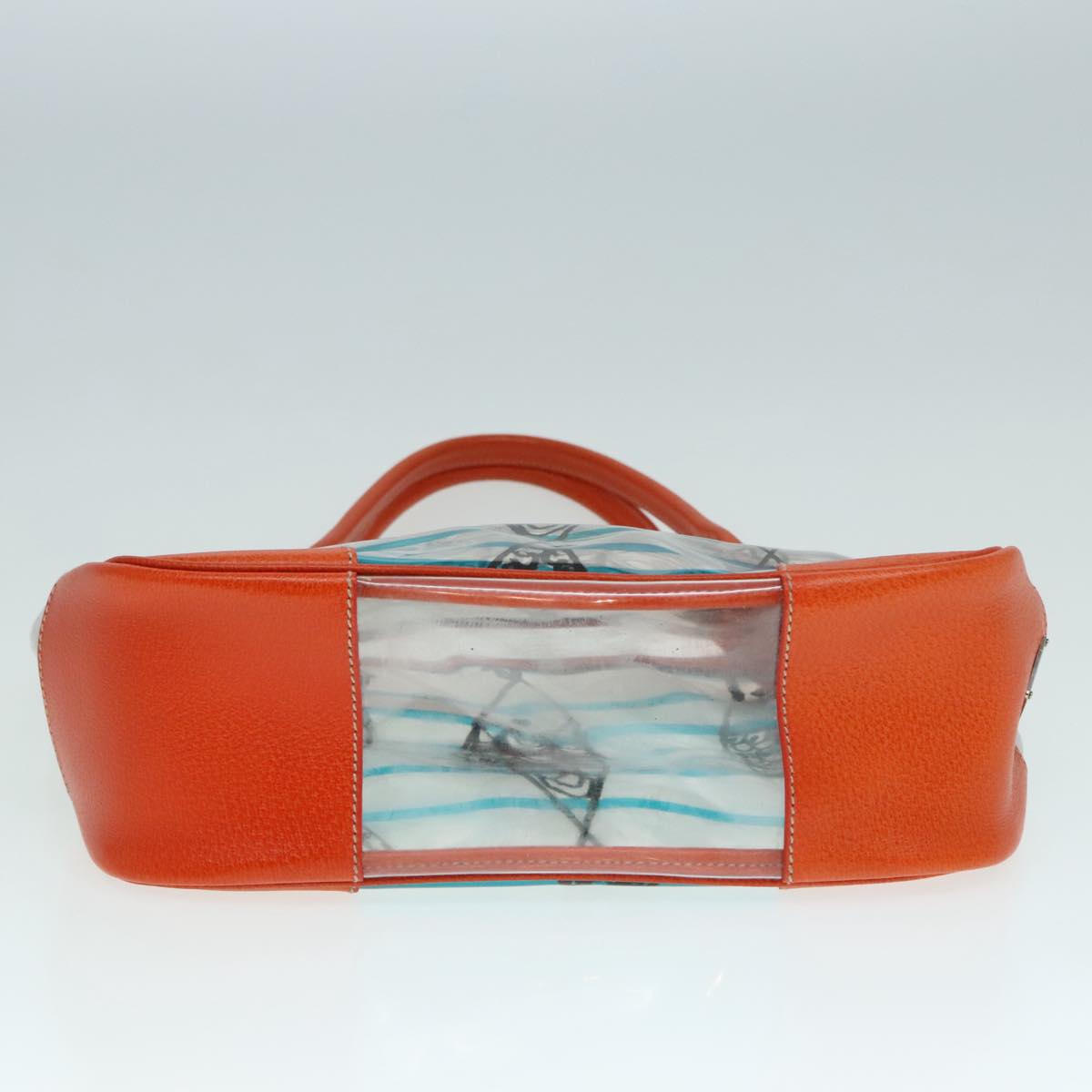 PRADA Shoulder Bag Vinyl Orange Silver Auth 89364