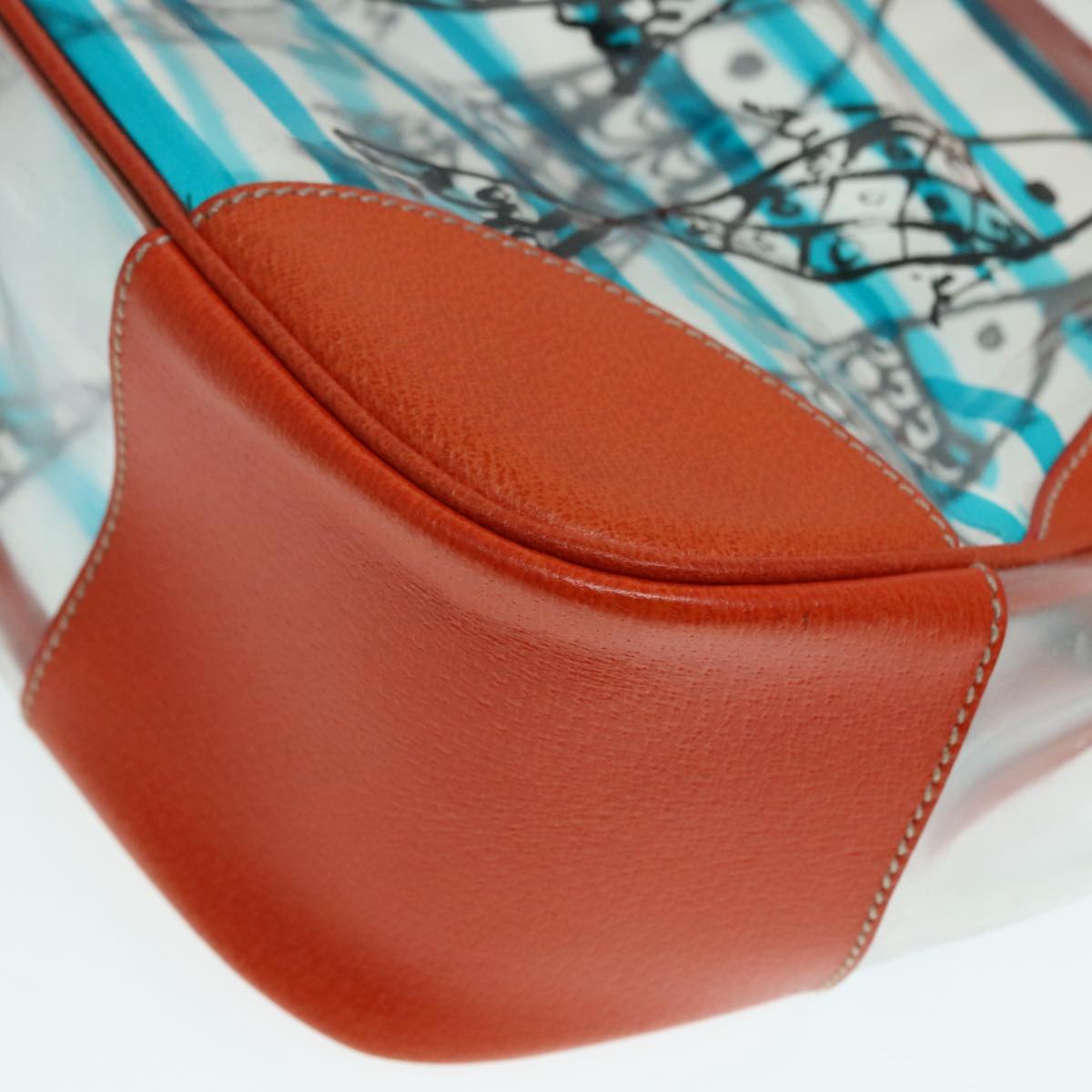 PRADA Shoulder Bag Vinyl Orange Silver Auth 89364