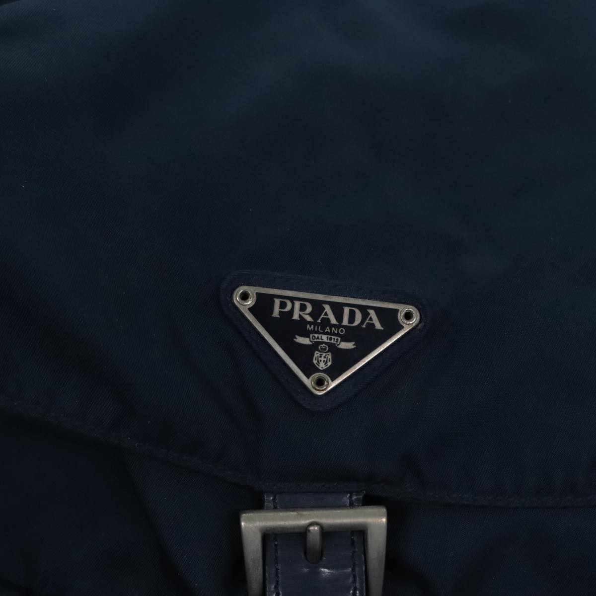 PRADA Backpack Nylon Navy Silver Auth 89367