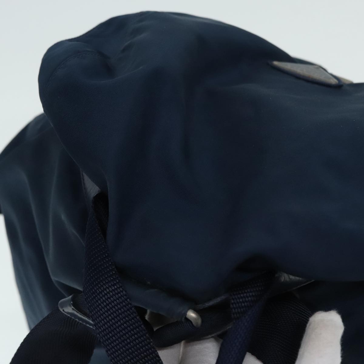 PRADA Backpack Nylon Navy Silver Auth 89367