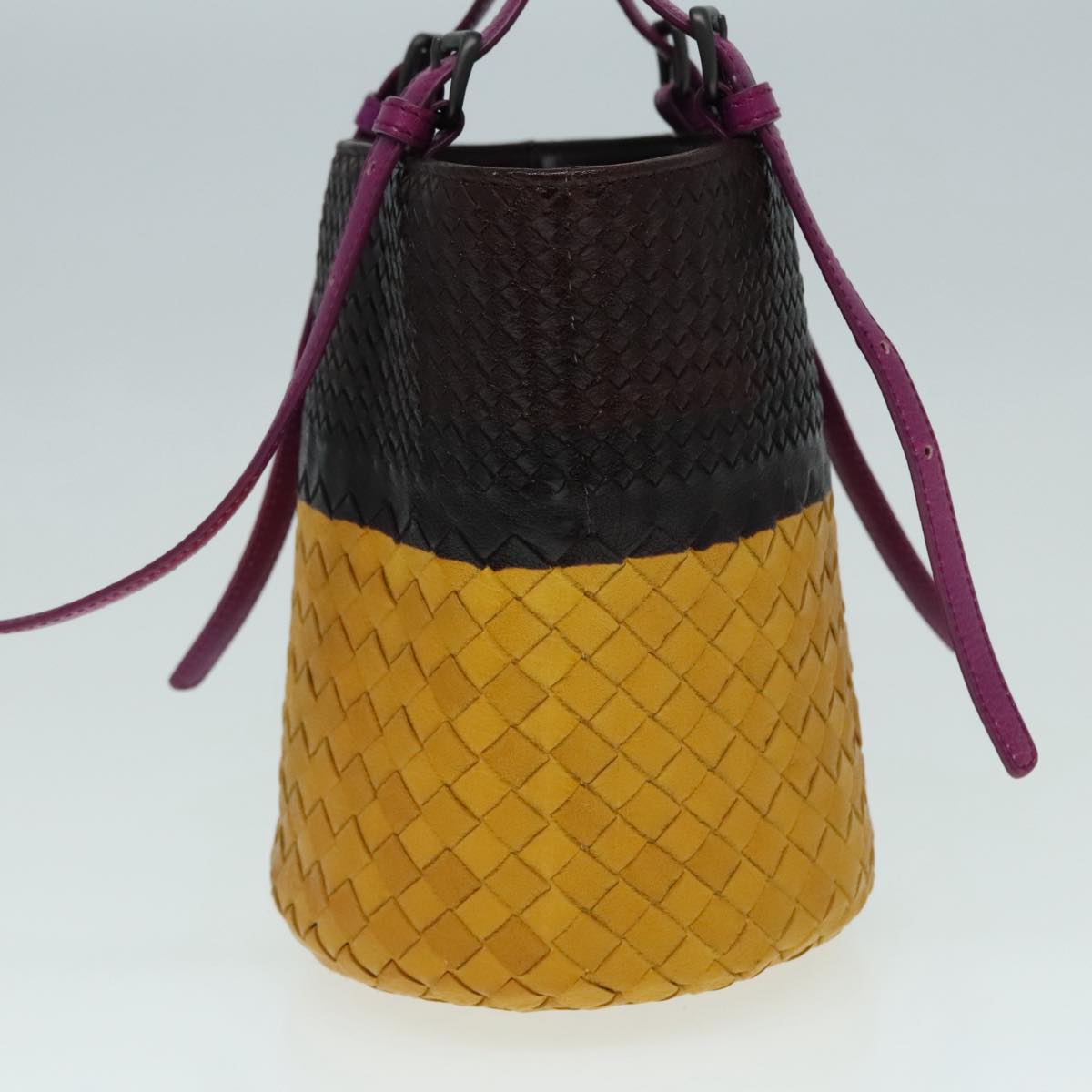 BOTTEGA VENETA INTRECCIATO Shoulder Bag Leather Yellow Brown Auth 89372