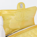CHANEL Matelasse Backpack Patent leather Yellow Silver CC Auth 89374-17