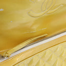 CHANEL Matelasse Backpack Patent leather Yellow Silver CC Auth 89374-18
