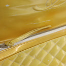 CHANEL Matelasse Backpack Patent leather Yellow Silver CC Auth 89374-20