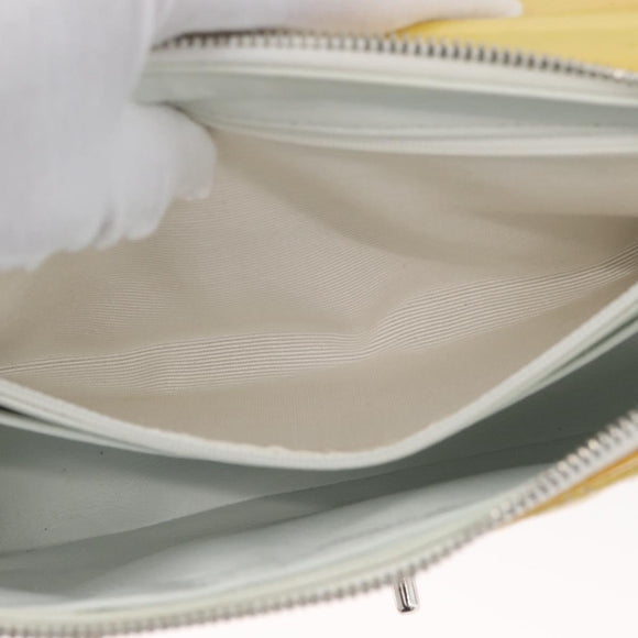 CHANEL Matelasse Backpack Patent leather Yellow Silver CC Auth 89374