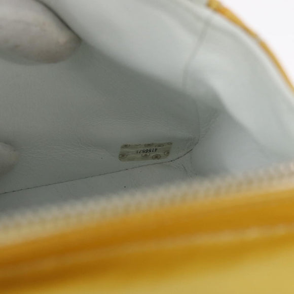 CHANEL Matelasse Backpack Patent leather Yellow Silver CC Auth 89374