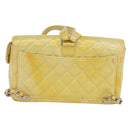 CHANEL Matelasse Backpack Patent leather Yellow Silver CC Auth 89374-4