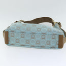 Salvatore Ferragamo Shoulder Bag Canvas Light Blue Gold Auth 89387-5