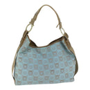 Salvatore Ferragamo Shoulder Bag Canvas Light Blue Gold Auth 89387-1