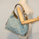 Salvatore Ferragamo Shoulder Bag Canvas Light Blue Gold Auth 89387-20