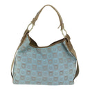 Salvatore Ferragamo Shoulder Bag Canvas Light Blue Gold Auth 89387-13