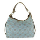 Salvatore Ferragamo Shoulder Bag Canvas Light Blue Gold Auth 89387-2