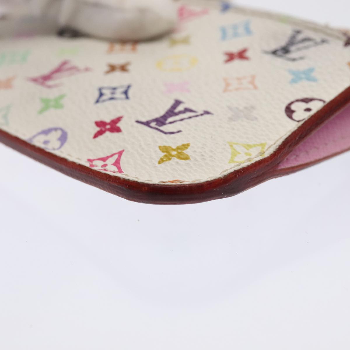 LOUIS VUITTON Multicolor Pochette Cles NM Coin Purse White M93734 LV Auth 89388