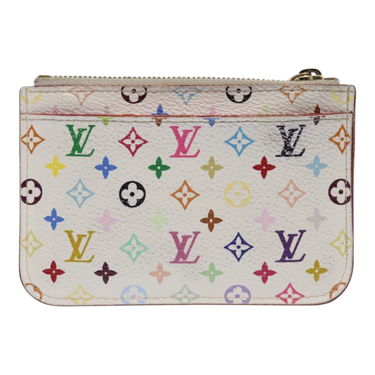 LOUIS VUITTON Multicolor Pochette Cles NM Coin Purse White M93734 LV Auth 89388 - 0