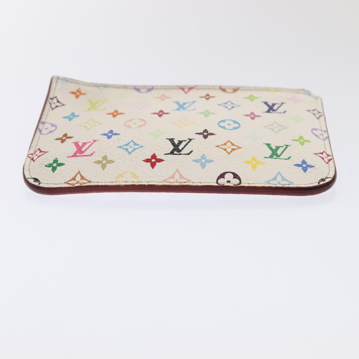 LOUIS VUITTON Multicolor Pochette Cles NM Coin Purse White M93734 LV Auth 89388