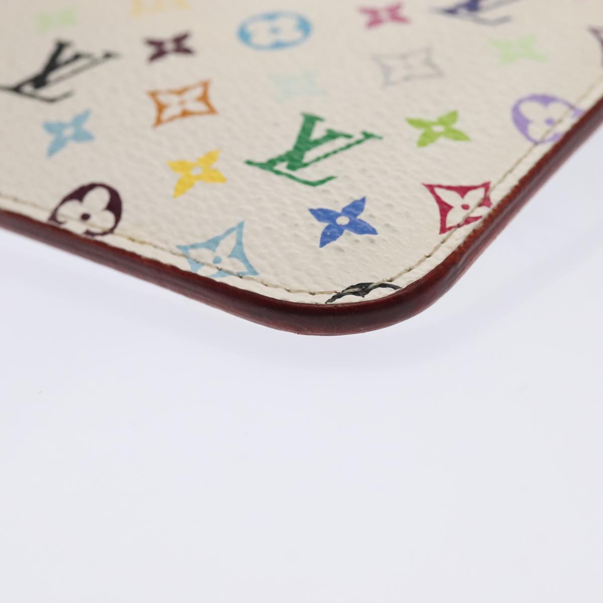 LOUIS VUITTON Multicolor Pochette Cles NM Coin Purse White M93734 LV Auth 89388