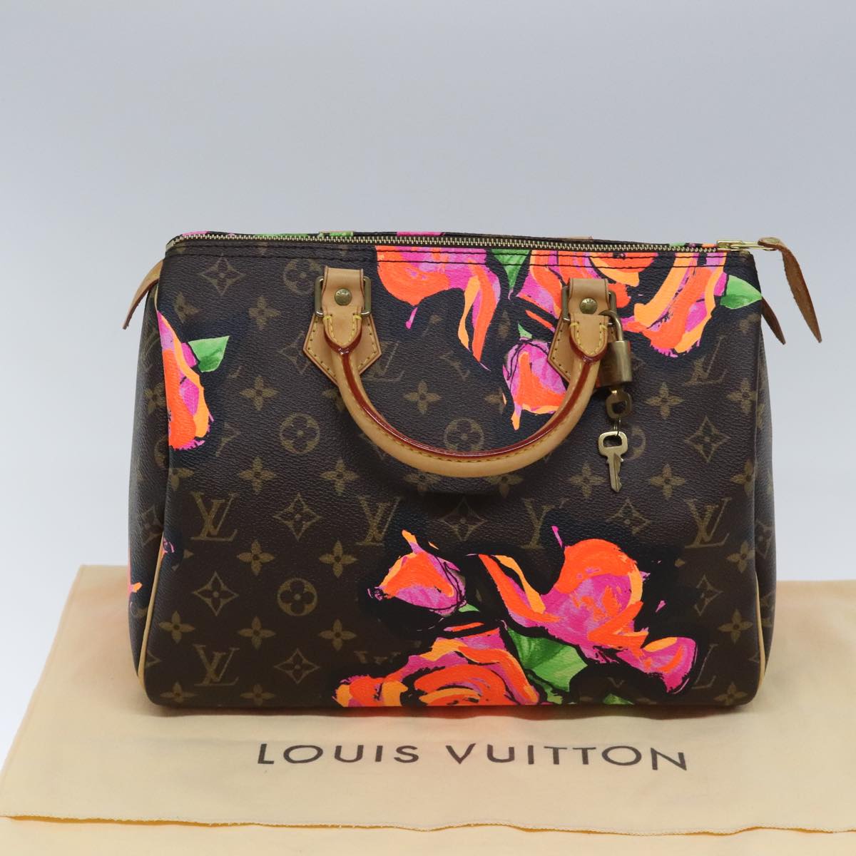 LOUIS VUITTON Monogram Rose Speedy 30 Hand Bag Orange Pink M48610 Auth 89406SA