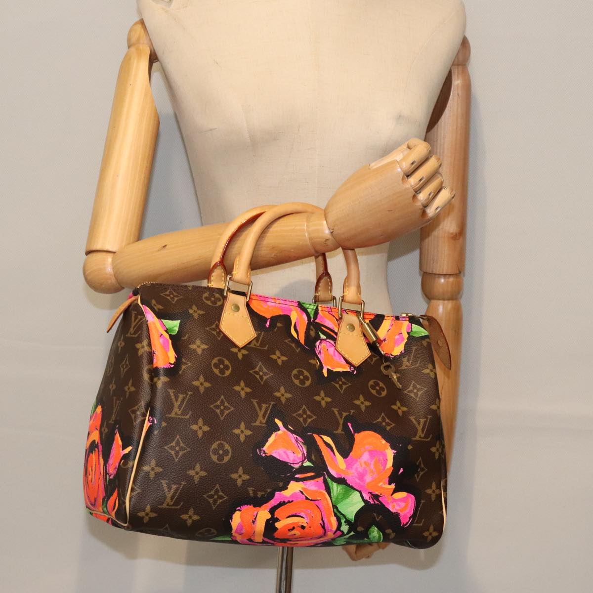 LOUIS VUITTON Monogram Rose Speedy 30 Hand Bag Orange Pink M48610 Auth 89406SA