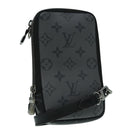 LOUIS VUITTON Monogram Eclipse Double Phone Pouch Gray M69534 LV Auth 89410-1