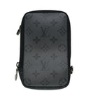 LOUIS VUITTON Monogram Eclipse Double Phone Pouch Gray M69534 LV Auth 89410-13