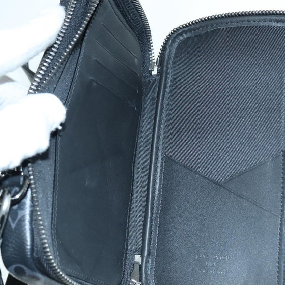 LOUIS VUITTON Monogram Eclipse Double Phone Pouch Gray M69534 LV Auth 89410