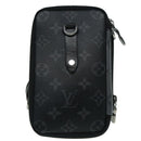 LOUIS VUITTON Monogram Eclipse Double Phone Pouch Gray M69534 LV Auth 89410-2
