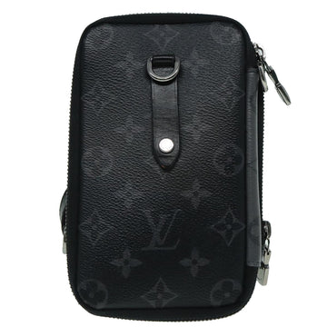 LOUIS VUITTON Monogram Eclipse Double Phone Pouch Gray M69534 LV Auth 89410 - 0
