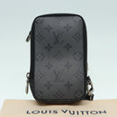 LOUIS VUITTON Monogram Eclipse Double Phone Pouch Gray M69534 LV Auth 89410-12