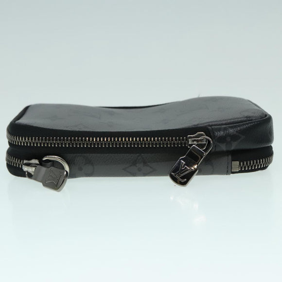 LOUIS VUITTON Monogram Eclipse Double Phone Pouch Gray M69534 LV Auth 89410