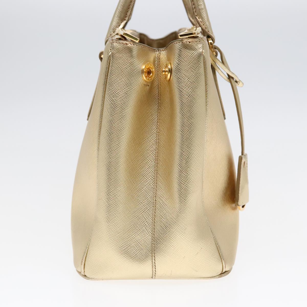 PRADA Hand Bag Leather Gold Auth 89411