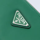 PRADA Triangle Shoulder Bag Leather Green Silver Auth 89412SM-17
