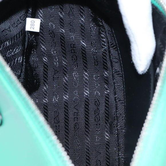 PRADA Triangle Shoulder Bag Leather Green Silver Auth 89412SM