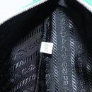 PRADA Triangle Shoulder Bag Leather Green Silver Auth 89412SM-11