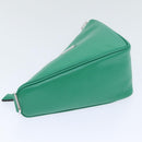 PRADA Triangle Shoulder Bag Leather Green Silver Auth 89412SM-4