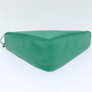 PRADA Triangle Shoulder Bag Leather Green Silver Auth 89412SM-6