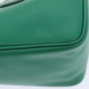 PRADA Triangle Shoulder Bag Leather Green Silver Auth 89412SM-14