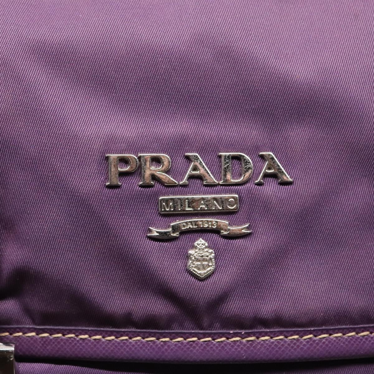 PRADA Shoulder Bag Nylon Purple Gold Auth 89419