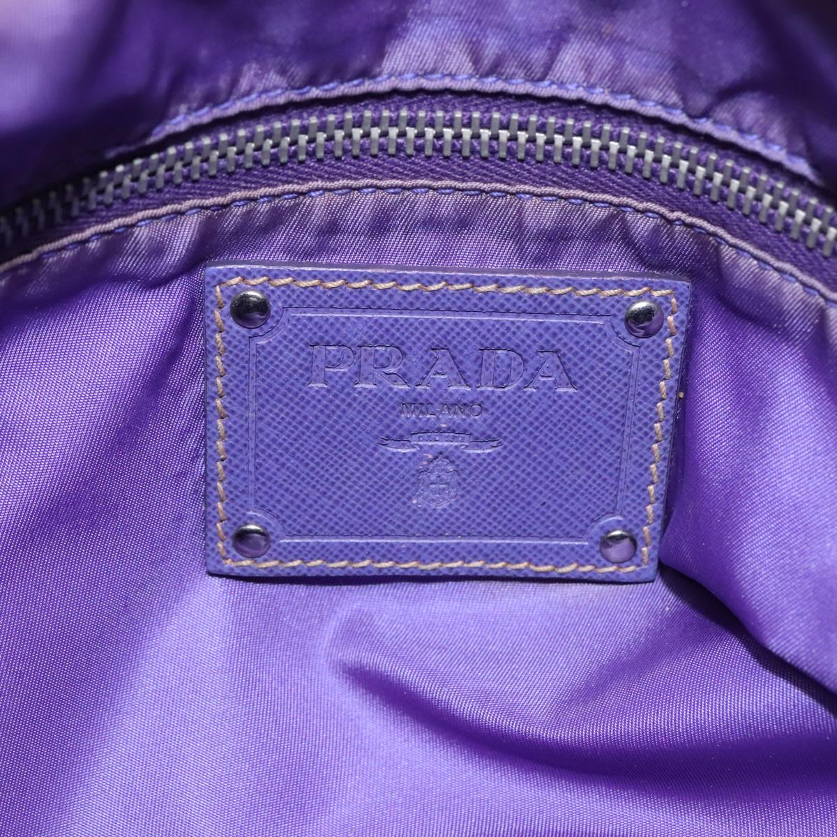 PRADA Shoulder Bag Nylon Purple Gold Auth 89419