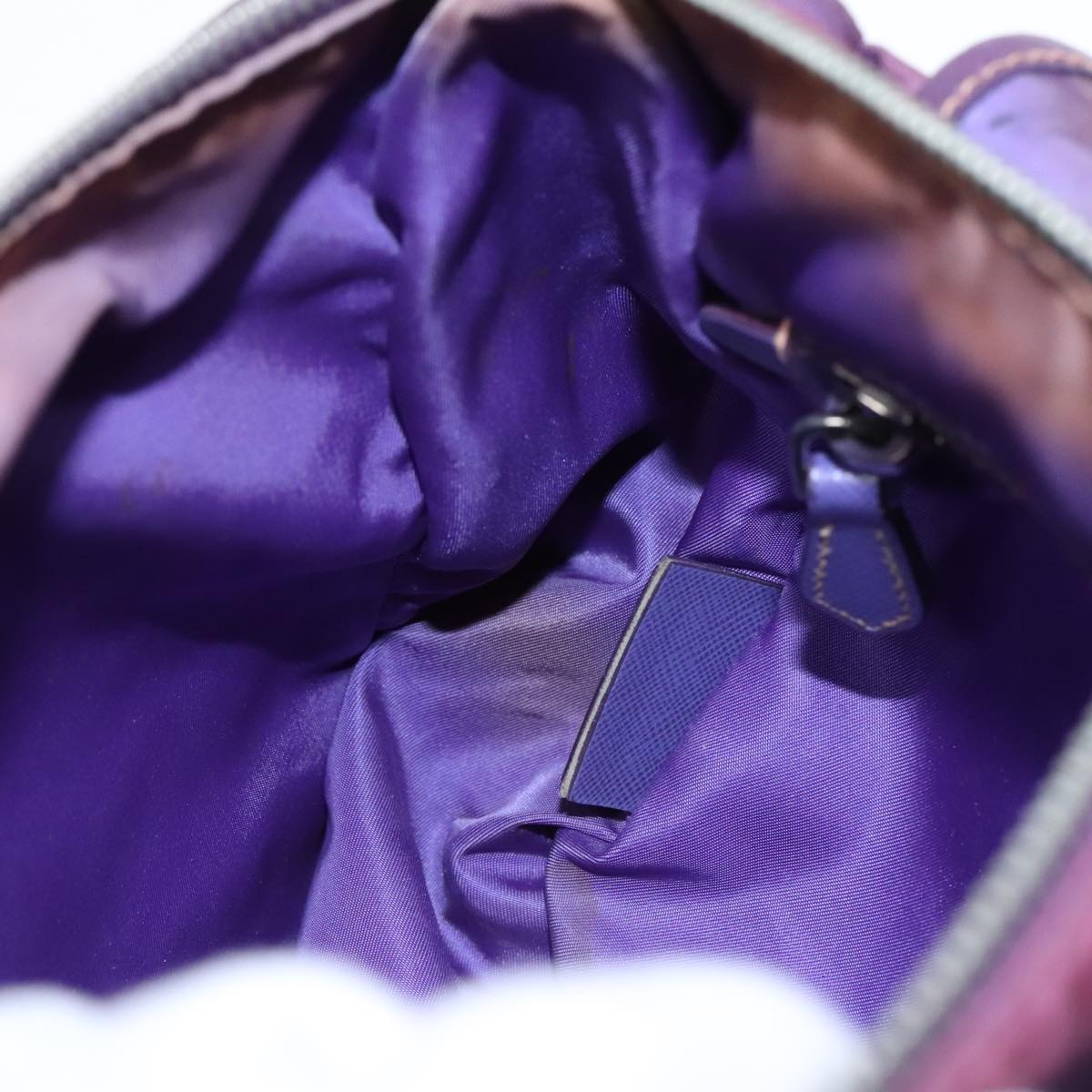 PRADA Shoulder Bag Nylon Purple Gold Auth 89419