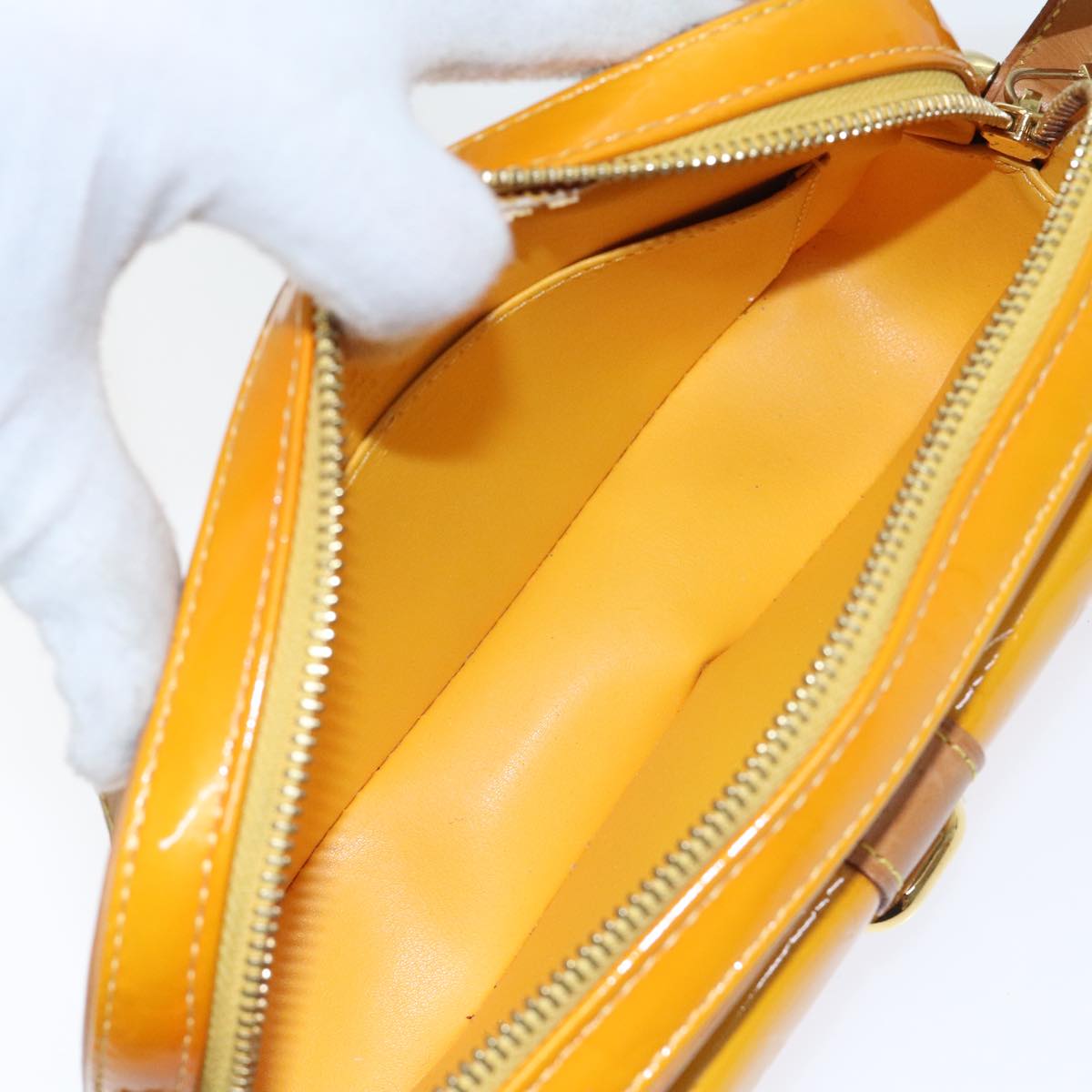 LOUIS VUITTON Monogram Vernis Christy MM Shoulder Bag Jaune M91108 Auth 89421