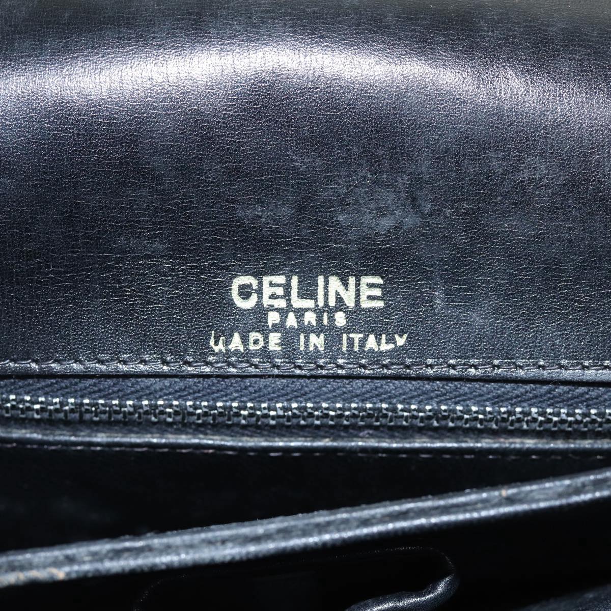 CELINE Shoulder Bag Leather Black Gold Auth 89442