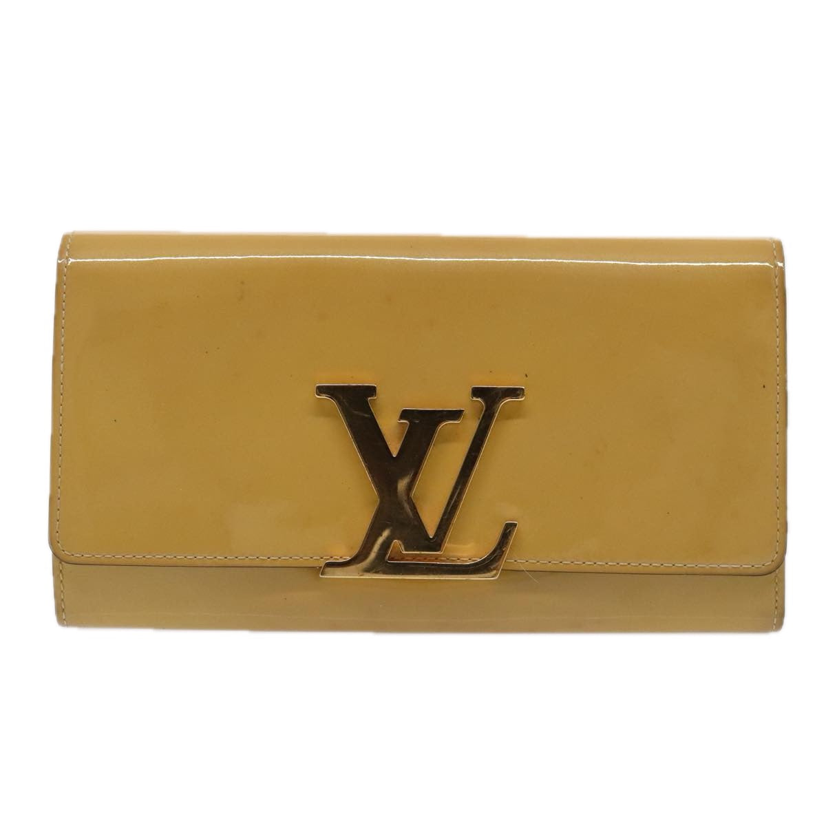 LOUIS VUITTON Vernis Portefeuille Louise Wallet Beige Dunne M61318 LV Auth 89479