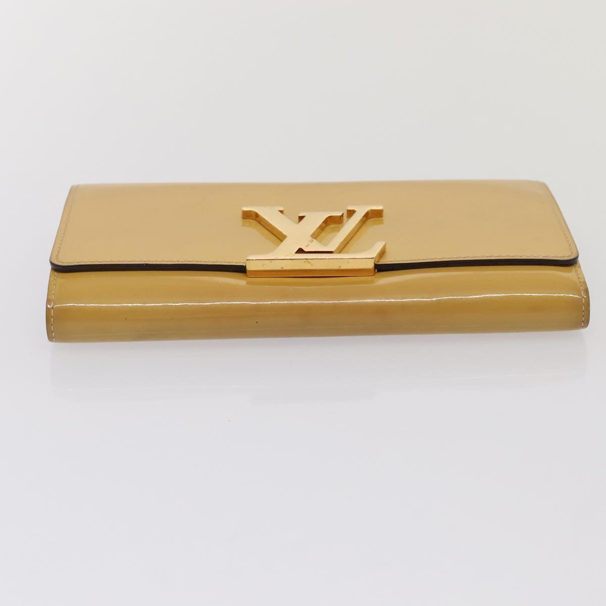 LOUIS VUITTON Vernis Portefeuille Louise Wallet Beige Dunne M61318 LV Auth 89479