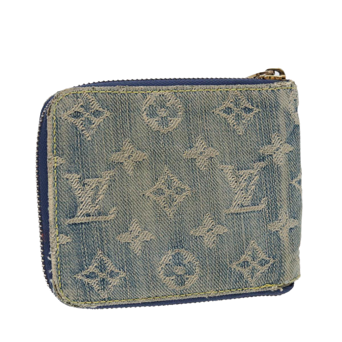 LOUIS VUITTON Monogram Denim Mini Zippy Wallet Wallet Blue M95342 LV Auth 89480