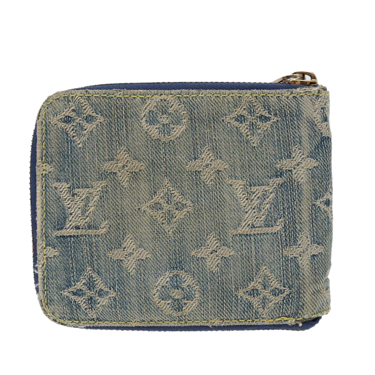 LOUIS VUITTON Monogram Denim Mini Zippy Wallet Wallet Blue M95342 LV Auth 89480