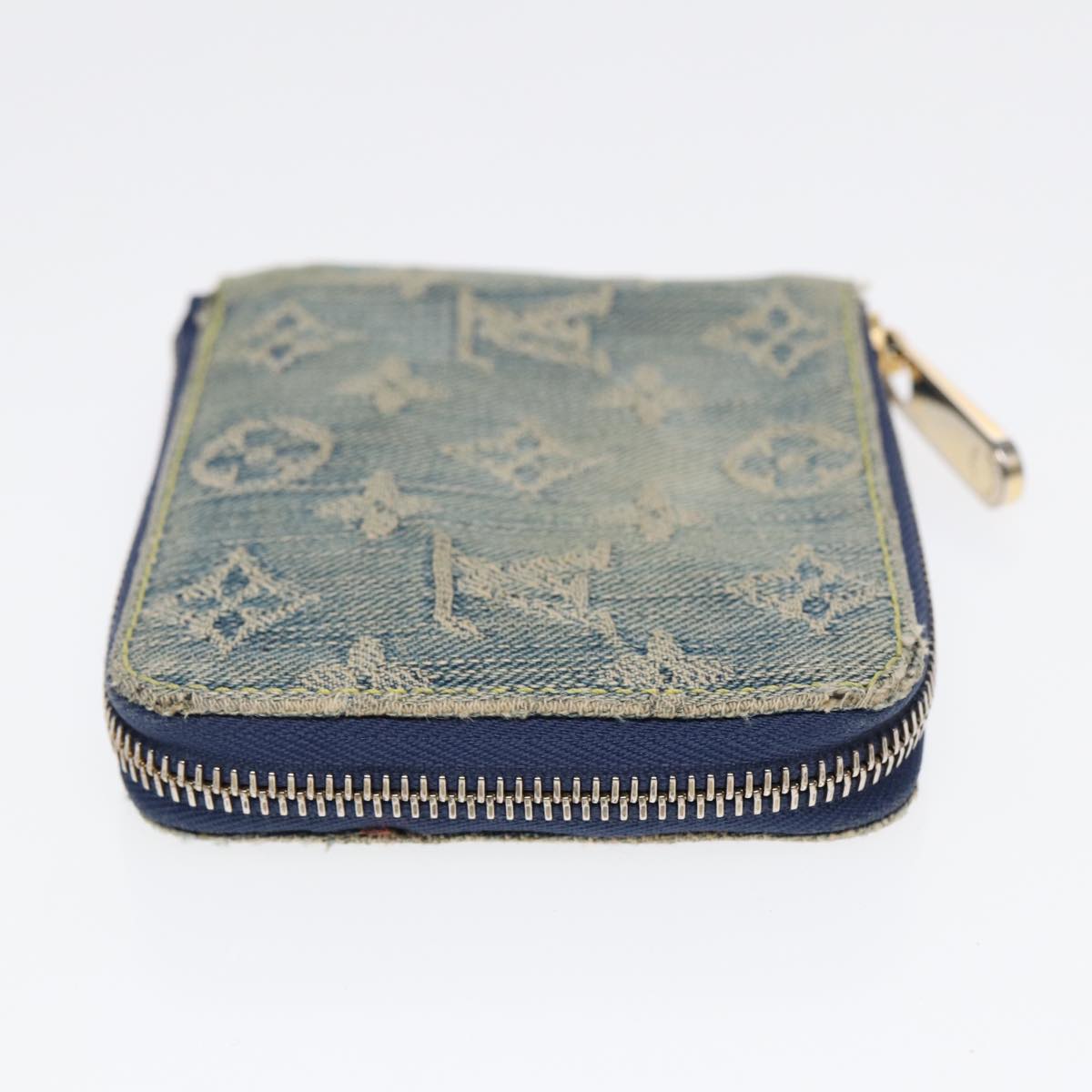 LOUIS VUITTON Monogram Denim Mini Zippy Wallet Wallet Blue M95342 LV Auth 89480